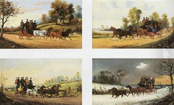 The Four Seasons; Stagecoaches In Spring Oil Painting by Philip H. Rideout