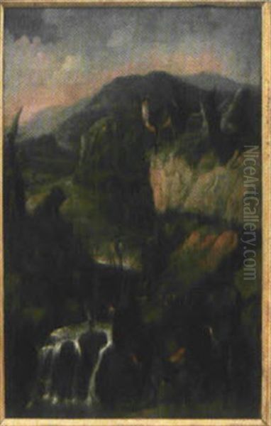 Tiere In Gebirgslandschaft Oil Painting by Johann Elias Ridinger