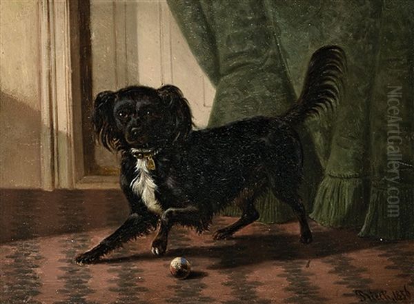 Hundchen Mit Ball Oil Painting by Emil Rieck