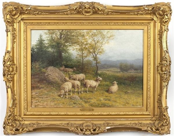 Sheep At Dusk Oil Painting by George Riecke