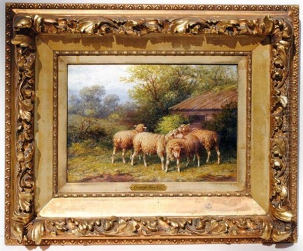 Landscape With Sheep Oil Painting by George Riecke