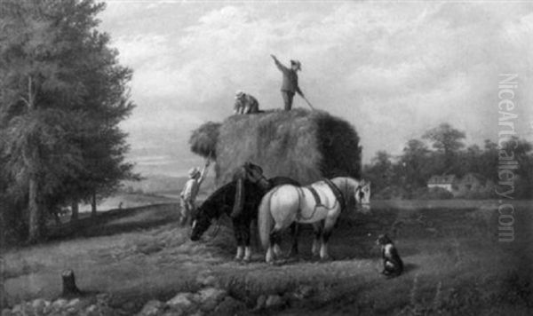 Haying Oil Painting by George Riecke