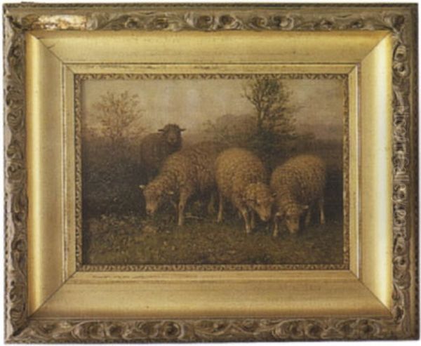 Sheep Grazing Oil Painting by George Riecke