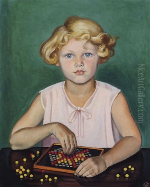 Kinderbildnis - Marianne Riedel Oil Painting by Arthur Riedel