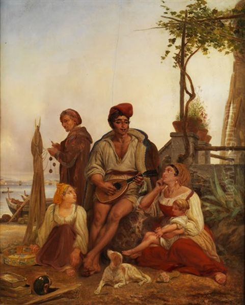 Neapolitanische Fischerfamilie Oil Painting by August Heinrich Riedel