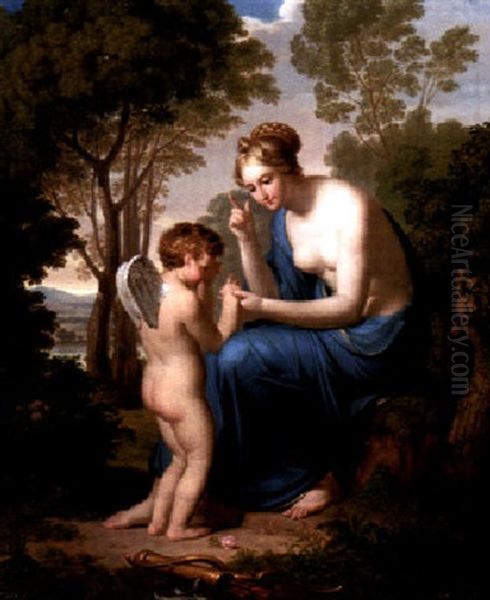 Amor Und Psyche In Arkadischer Landschaft Oil Painting by August Heinrich Riedel