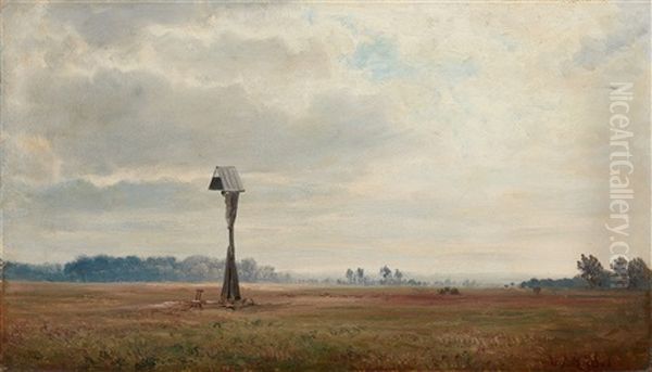 Weite Landschaft Mit Wegkreuz Oil Painting by Wilhelm Riedel