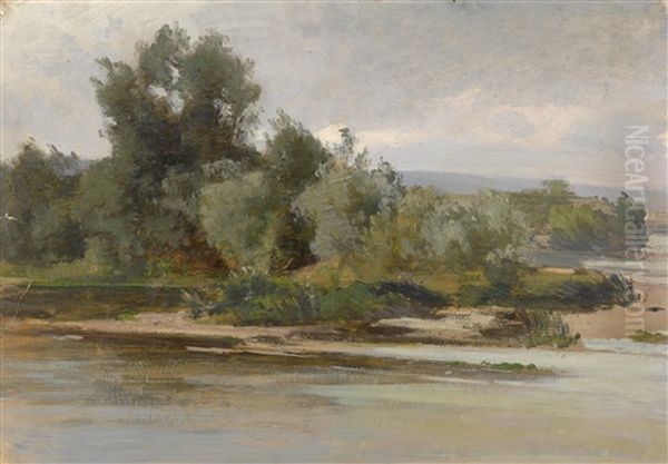 Italienische Flusslandschaft Oil Painting by Wilhelm Riedel