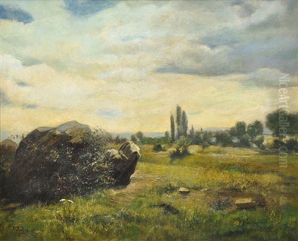 Krajina S Balvanem Oil Painting by Wilhelm Riedel