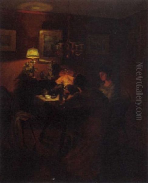 L'heure Du The Oil Painting by Marcel Rieder