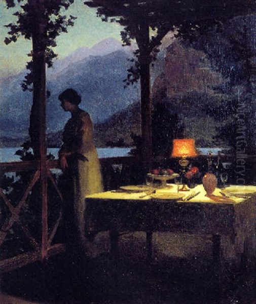 La Table Dressee Au Bord Du Lac Oil Painting by Marcel Rieder