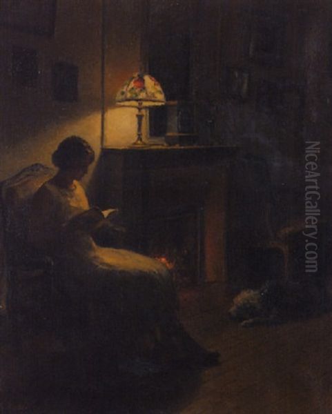 Petite Liseuse Au Chien Oil Painting by Marcel Rieder