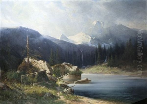 Paysage De Montagne Oil Painting by Franz Xaver Von Riedmuller