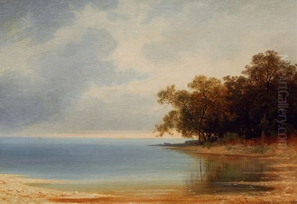 View On A Lake Oil Painting by Franz Xaver Von Riedmuller