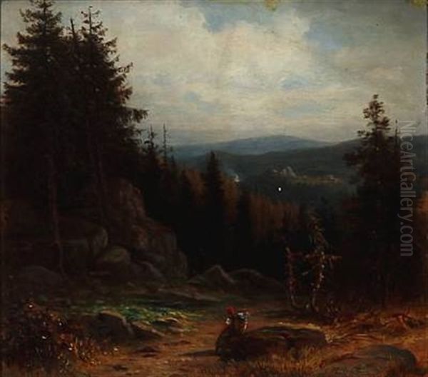 Aus Dem Oberharzen. Herbstlandschaft Oil Painting by Robert Riefenstahl