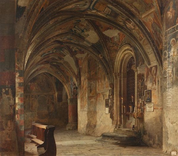 Der Kreuzgang Im Dom Von Brixen Oil Painting by Wilhelm Ludwig Friedrich Riefstahl