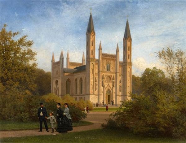 Die Schloskirche Zu Neustrelitz Oil Painting by Wilhelm Ludwig Friedrich Riefstahl