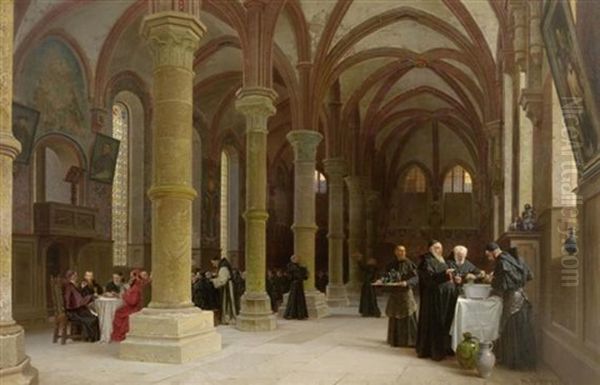 Das Sommerrefetorium Im Kloster Maulbronn Oil Painting by Wilhelm Ludwig Friedrich Riefstahl