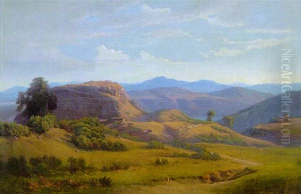 Italienische Gebirgslandschaft Mit Einem See Oil Painting by Wilhelm Ludwig Friedrich Riefstahl