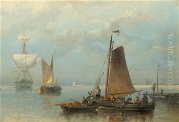 Fishing Boat Oil Painting by Nicolaas Riegen