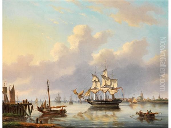 Hollandischer Hafen Oil Painting by Nicolaas Riegen