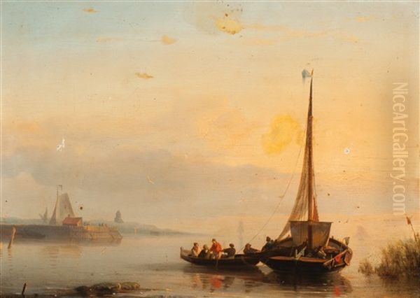 The Return Of The Fishing Boat Oil Painting by Nicolaas Riegen