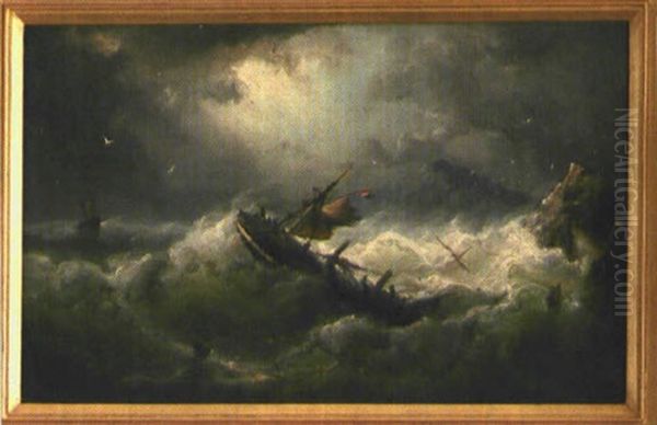 Havarie Vor Sturmischer Kuste Oil Painting by Nicolaas Riegen