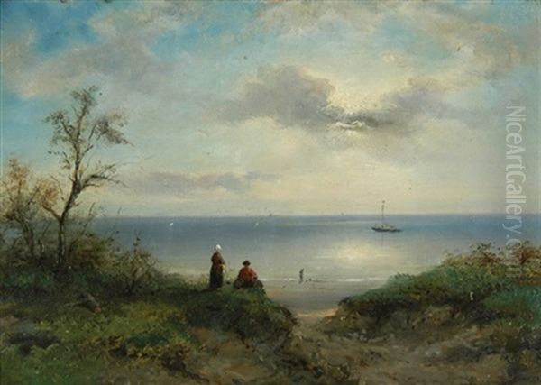 Coastal Scene Oil Painting by Nicolaas Riegen