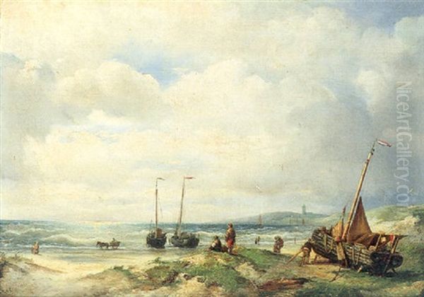 Schiffe An Der Meereskuste Oil Painting by Nicolaas Riegen