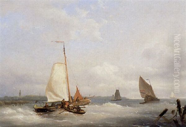 Sailing Vessels In Choppy Waters by Nicolaas Riegen