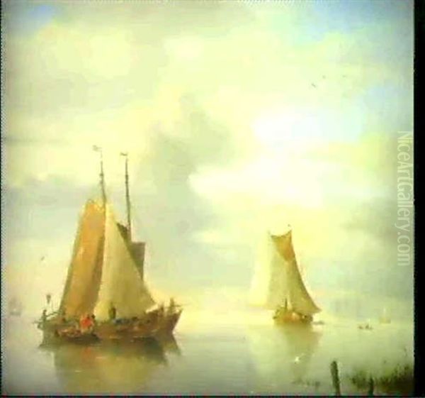 Segelboote Auf Ruhiger See Oil Painting by Nicolaas Riegen