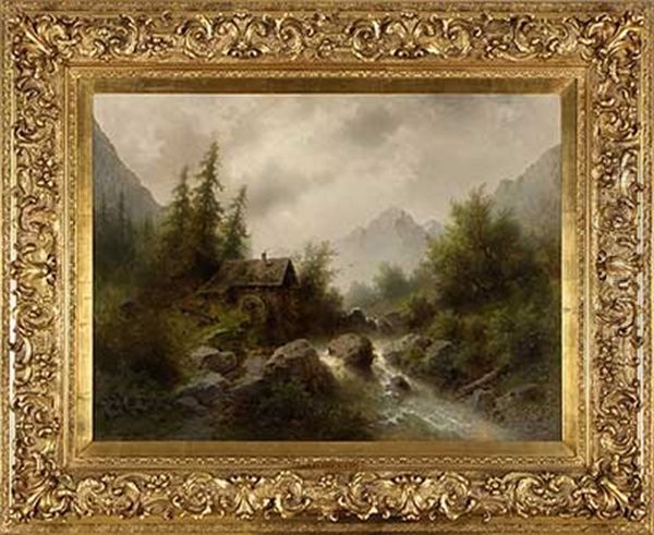 Die Wassermuhle Oil Painting by Albert Rieger