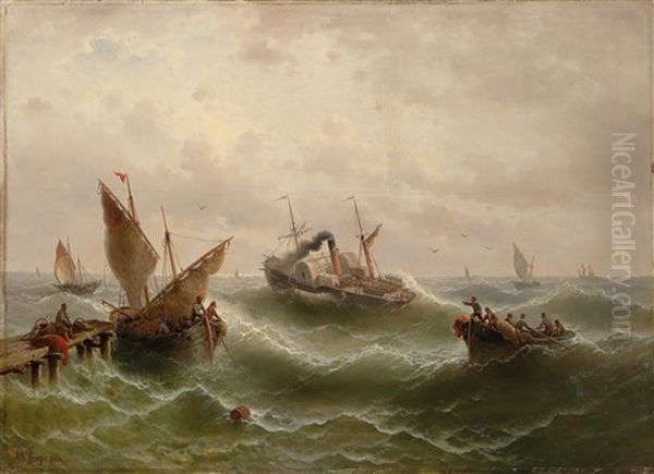 Auslaufender Dampfer In Der Nordsee Bei Gotheborg Oil Painting by Albert Rieger