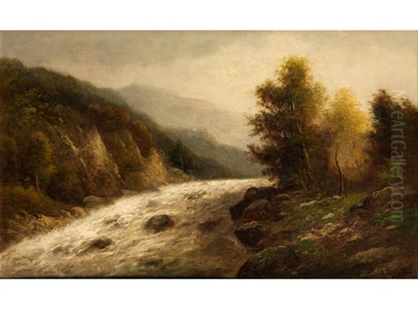 Gebirgsfluss Oil Painting by Albert Rieger