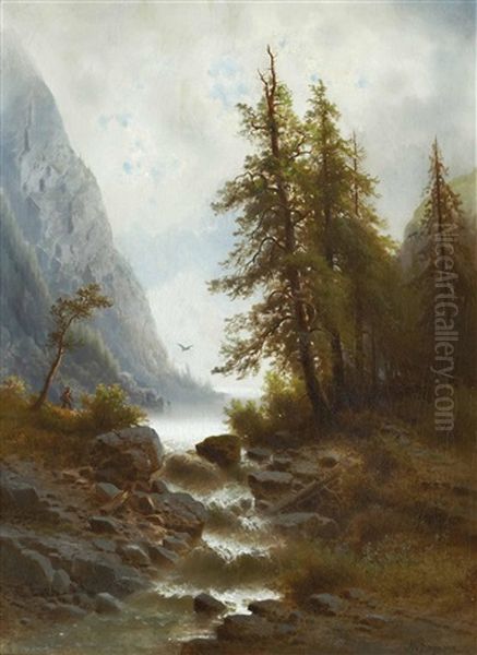 Wildbach Oil Painting by Albert Rieger