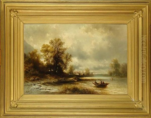 Partie De Peche Oil Painting by Albert Rieger