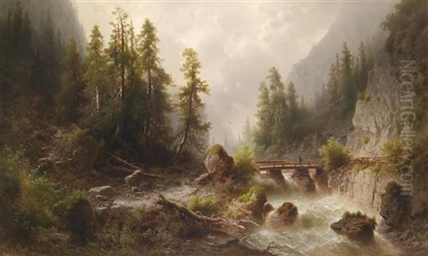 Gebirgsbach Oil Painting by Albert Rieger