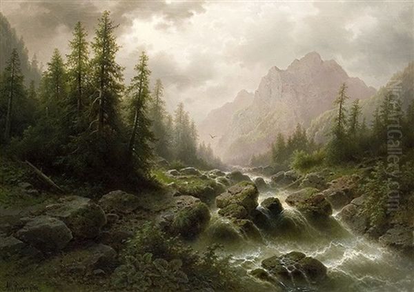 Wildbach Im Grosglocknergebirge Oil Painting by Albert Rieger