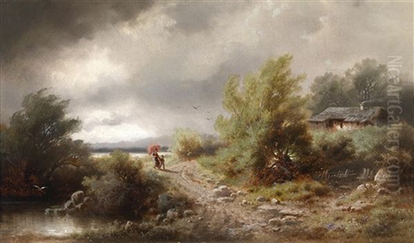 Aufziehendes Gewitter Oil Painting by Albert Rieger