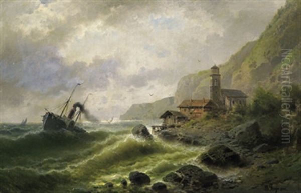 Fischerdorf In Norwegen by Albert Rieger