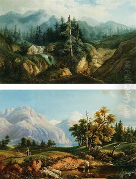 Veduta Montana Oil Painting by Albert Rieger