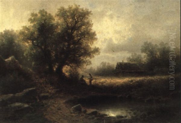 Waldpartie Bei Bischofshofen Oil Painting by Albert Rieger