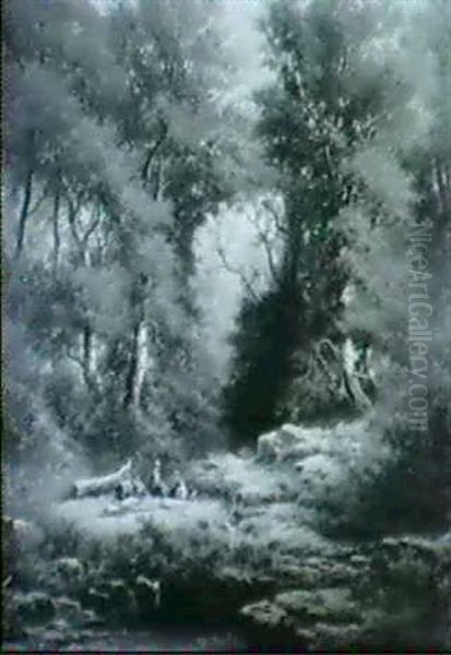 Waldlandschaft Oil Painting by Albert Rieger