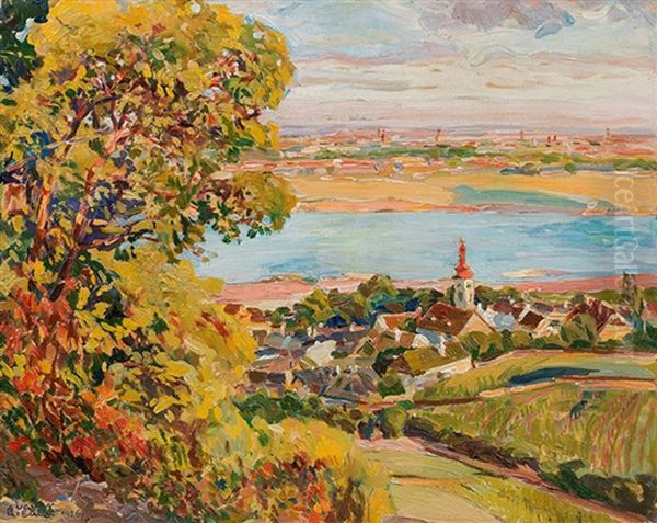 Kahlenbergerdorf Oil Painting by August Rieger