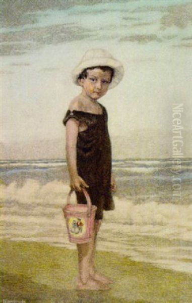 Knabe Am Strand Oil Painting by Rudolf Riemerschmid