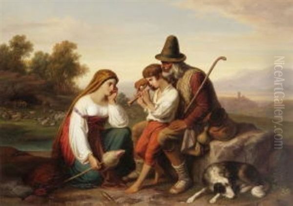 Italienische Hirtenfamilie Oil Painting by Johann Christian Riepenhausen