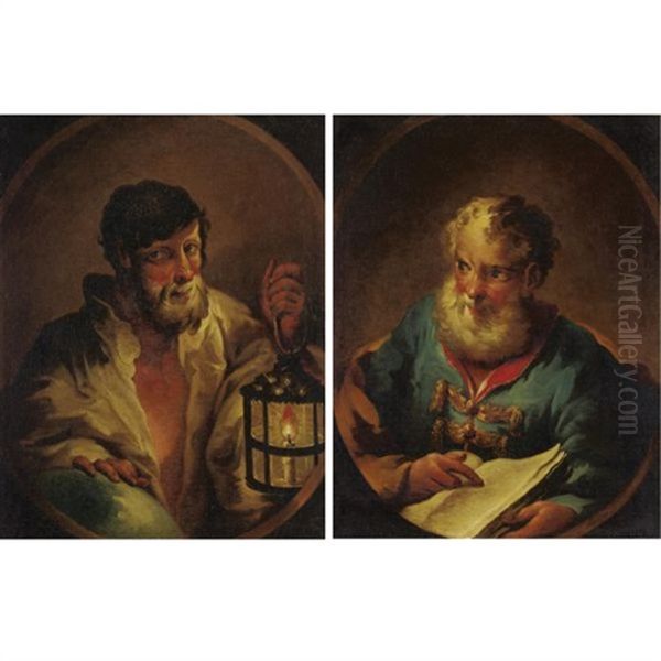 Portrait Of Diogenes (+ Portrait Of Socrates; Pair) Oil Painting by Balthasar Riepp