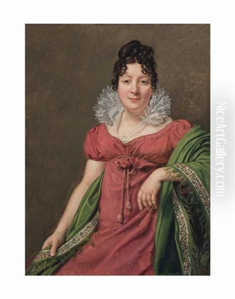 Portrait Of Marie Therese Etiennette Bourgoin, Societaire De La Comedie Francaise Oil Painting by Henri Francois Riesener