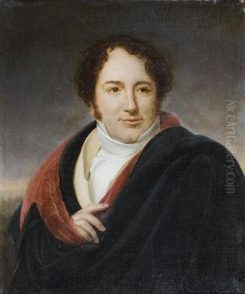 Portrait Du Chanteur Luigi Lablache Oil Painting by Henri Francois Riesener