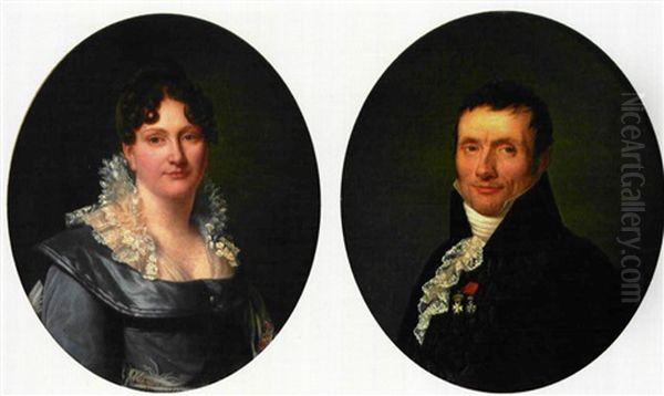 Portrait D'homme (+ Portrait De Femme; Pair) Oil Painting by Henri Francois Riesener